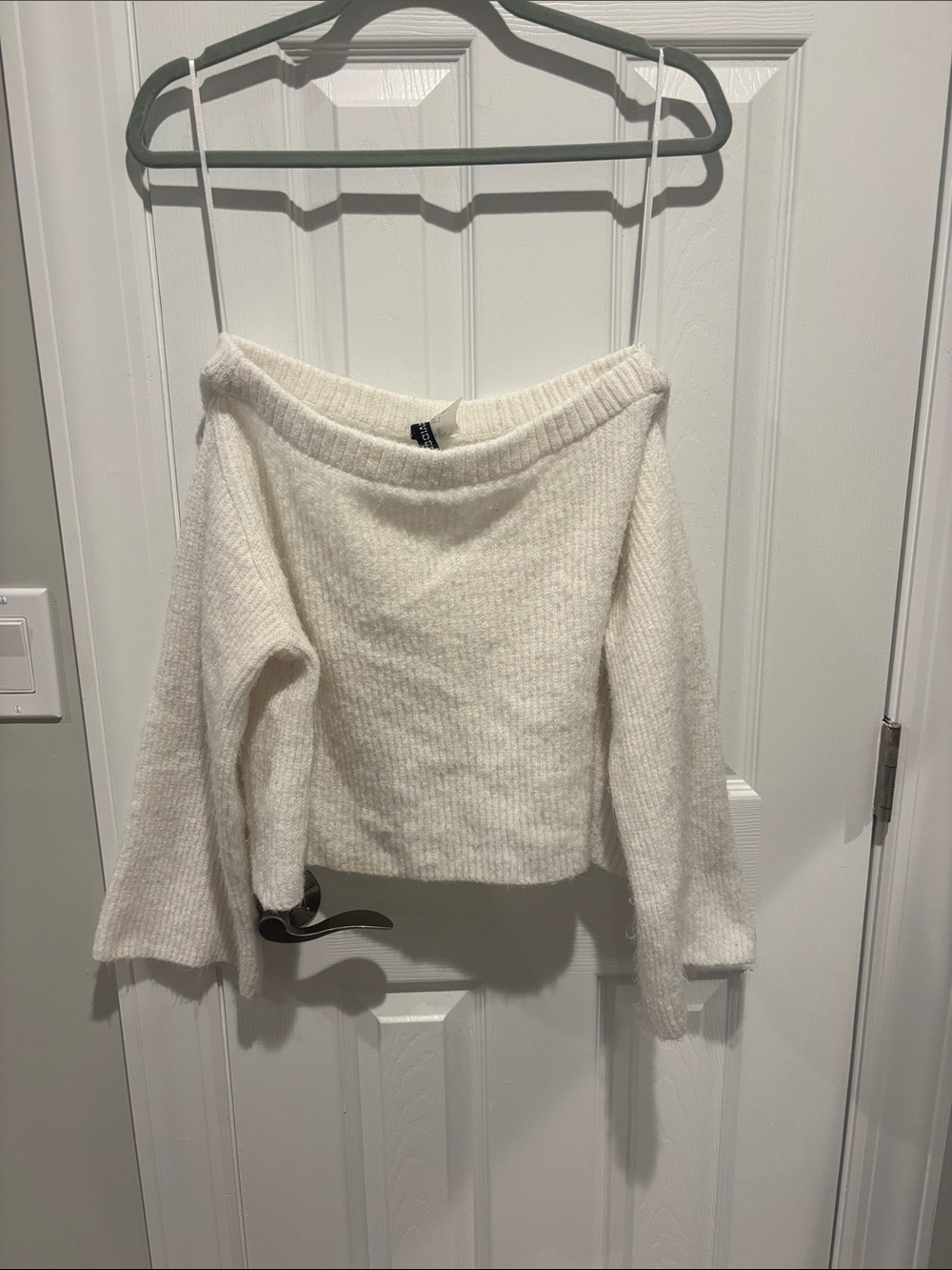 H&M Off-the-Shoulder Knit Sweater in Cream